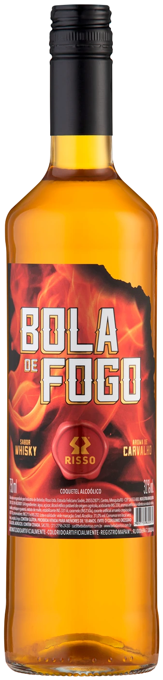 Garrafa de Bola de Fogo, coquetel sabor whisky da Risso