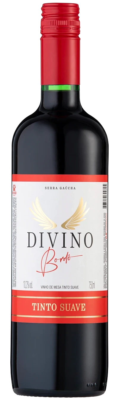 Garrafa de vinho Divino, tinto suave ou seco